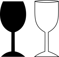 Flat and line icons as a champagne glasses