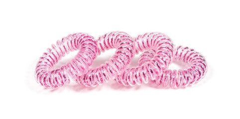 spiral rubber band. elastic hair tie on white background.