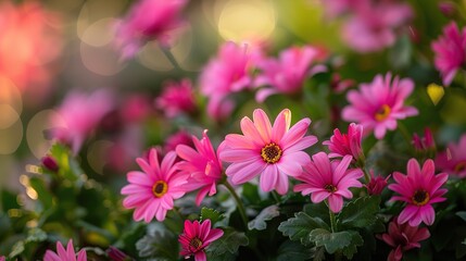 Pink bloom flowers in a garden,generative ai, 