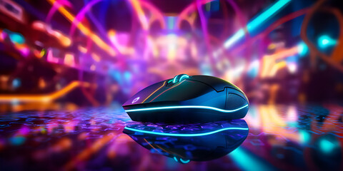 Ratón de juego de computadora de alta tecnología, Gaming Mouse Photos, Vibrant Gaming Mouse , Generative AI - obrazy, fototapety, plakaty