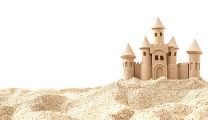 Sand castle on the beach isolated on transparent background - obrazy, fototapety, plakaty