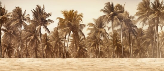 Pattern of palm trees on sandy beach