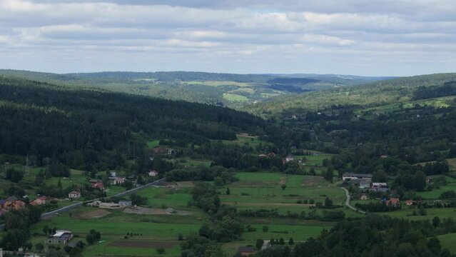 Beautiful Landscape Forest Mountains Bieszczady Bircza Aerial View Poland
