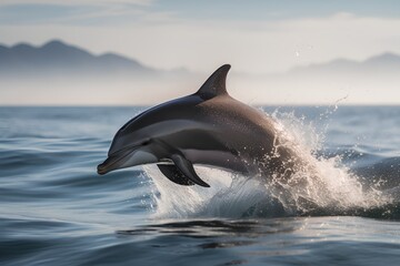 Dolphin jumping out of the water in the ocean. 3d rendering