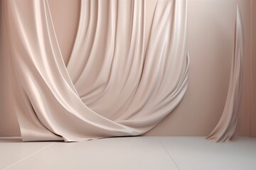 Curtains with drapery. 3d render illustration. - obrazy, fototapety, plakaty