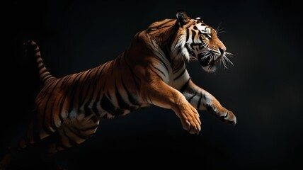 Siberian Tiger on a black background. This is a computer generated and 3d rendered picture.