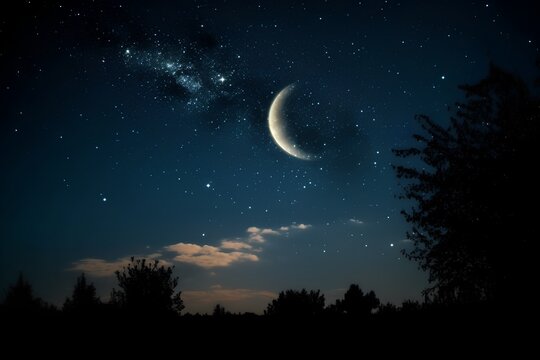Night sky with stars and the moon. Elements of this image furnished by NASA