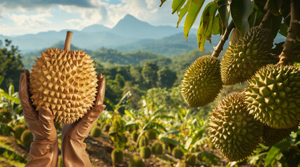 Durian export, durian orchard, concept image.