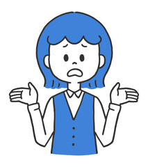 お手上げ状態で困る　制服の女性