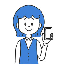 スマホを持つ　制服の女性
