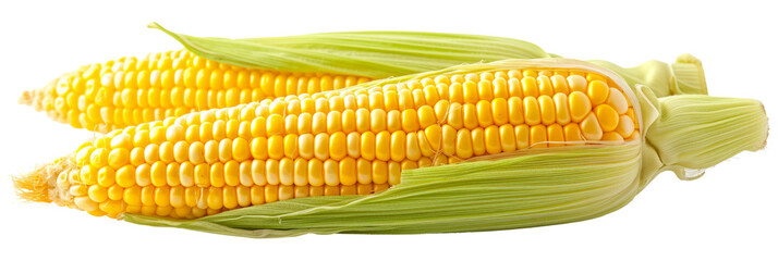 Corncobs or corn ears  isolated on transparent background With clipping path.3d render