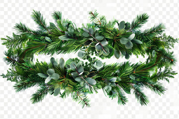 christmas tree branch design on a transparent background