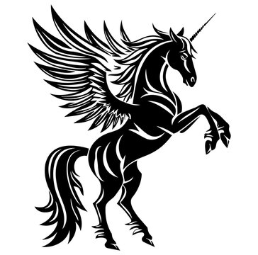 Pegasus hand drawn vector illustration, horse with wings vector