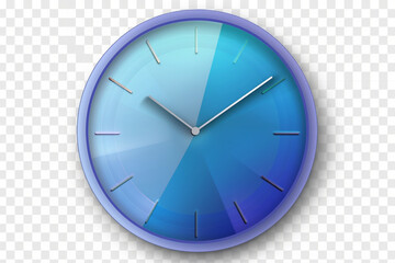 blue wall clock on a transparent background