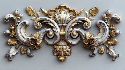  Decorative Architectural Ornament With Gold Plating. Illustration On The Theme Of Architecture, Decor And Interior. Generative AI	
