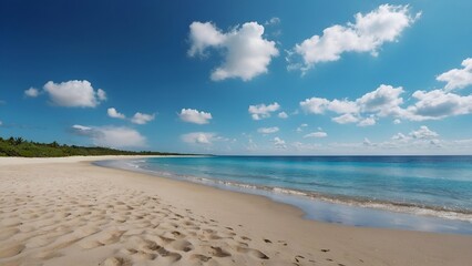 Fototapeta na wymiar sand beach with blue sky
