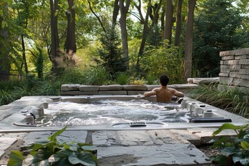 Obraz premium person relaxing in a garden