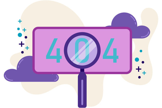 illustration of error 404 and magnifying glass. internet error page not found