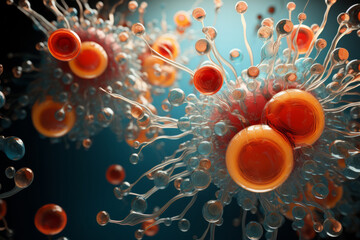 cells and viruses
Interactions in the micro world - obrazy, fototapety, plakaty