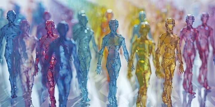 An interconnected design of human figures strengthens the support network for mental and physical health on a clear background.