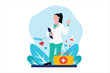 National Doctor Day Flat Illustration Design