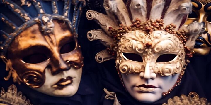 Italy Venice in masks carnival decorated traditional of picture up Close