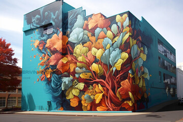 Naklejka premium Street art murals breathe life and color into the cityscape.