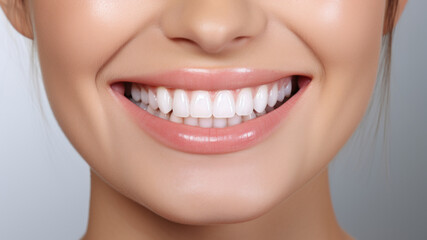 A close-up of a beaming smile showcasing pearly white teeth and healthy gums, set against a dark backdrop for contrast.