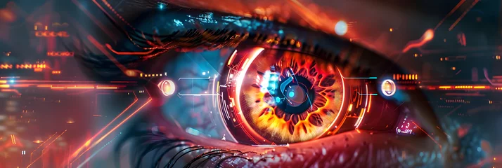Foto op Plexiglas close up of futuristic augmented eye - future technology concept  © Sarah