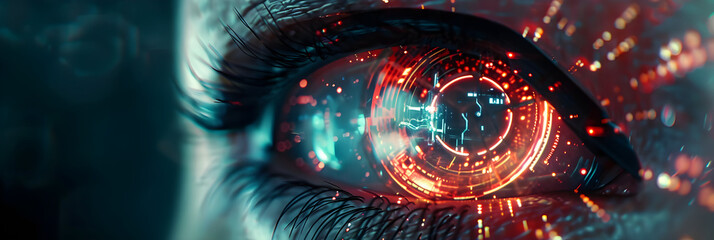 close up of futuristic augmented eye - future technology concept	