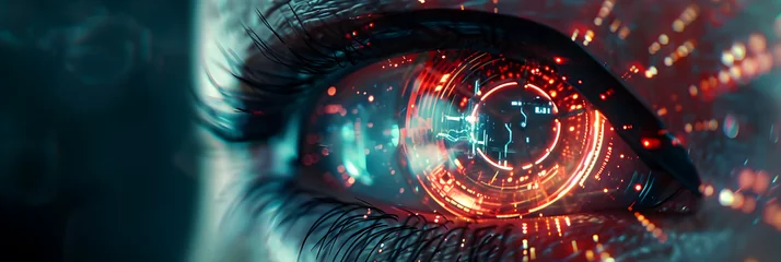 Fotobehang close up of futuristic augmented eye - future technology concept  © Sarah