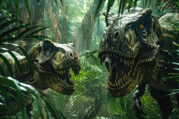 Wild Tyrannosaurus Rex in the jungle