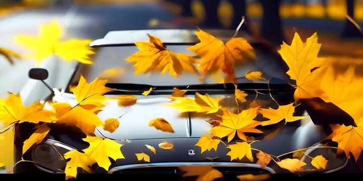 autumn at car black luxury new a on leaves maple Yellow