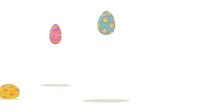 Joyful Easter Eggs. Animated Bouncing Colors for Easter Celebration. Concept of easter celebration and kids content.