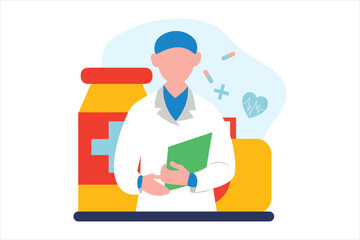 National Doctor Day Flat Illustration Design