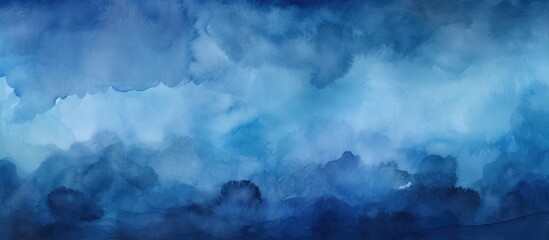 A stunning natural landscape painting with electric blue sky, fluffy cumulus clouds, and a horizon fading into darkness at dusk - obrazy, fototapety, plakaty