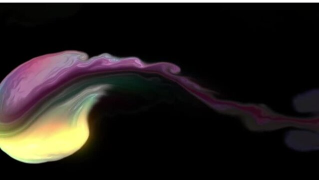 Motion video of radium colored inks flowing. Animation.