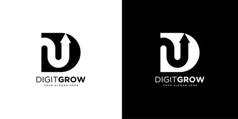 Fototapeta premium Initial letter D growth bar chart Logo. Financial Chart Logo Design vector template. arrow logo icon vector illustration modern design.