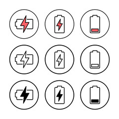Battery icon vector illustration. battery charging sign and symbol. battery charge level
