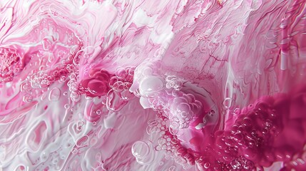 Mesmerizing Display of Flowing Streams of Pink and White Paint Creating an Abstract Background