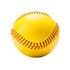 Fluorescent neon yellow softball isolated on white and transparent background