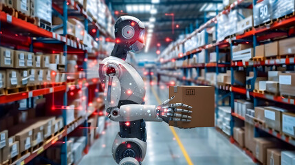 Naklejka premium warehouse robots - robots, warehouse, automation, fulfillment, logistics