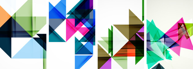 Triangle poster geometric background set