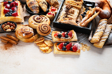 Sweet pastries on a light background.