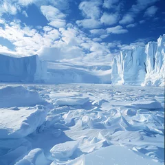 Poster Antarctica's glaciers, vast landscapes of pure white snow and ice, resembling giant natural sculptures, showcasing stunning scenery. © JI HOON KIM