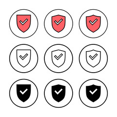 Shield check mark icon vector illustration. Protection approve sign. Insurance icon
