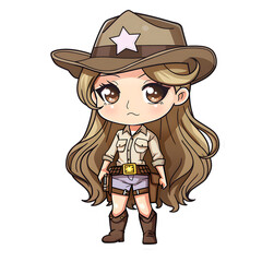 Female sheriff cute sticker | High Quality | Transparent PNG