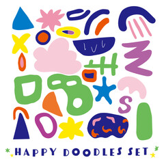 カラフルな落書き風抽象イラストセット