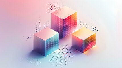 Colorful Abstract geometric background with blocks, cubes, lines, rectangles and other elements. Vector illustration