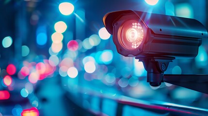 Close-up of CCTV security technology background. Surveillance cameras in public buildings